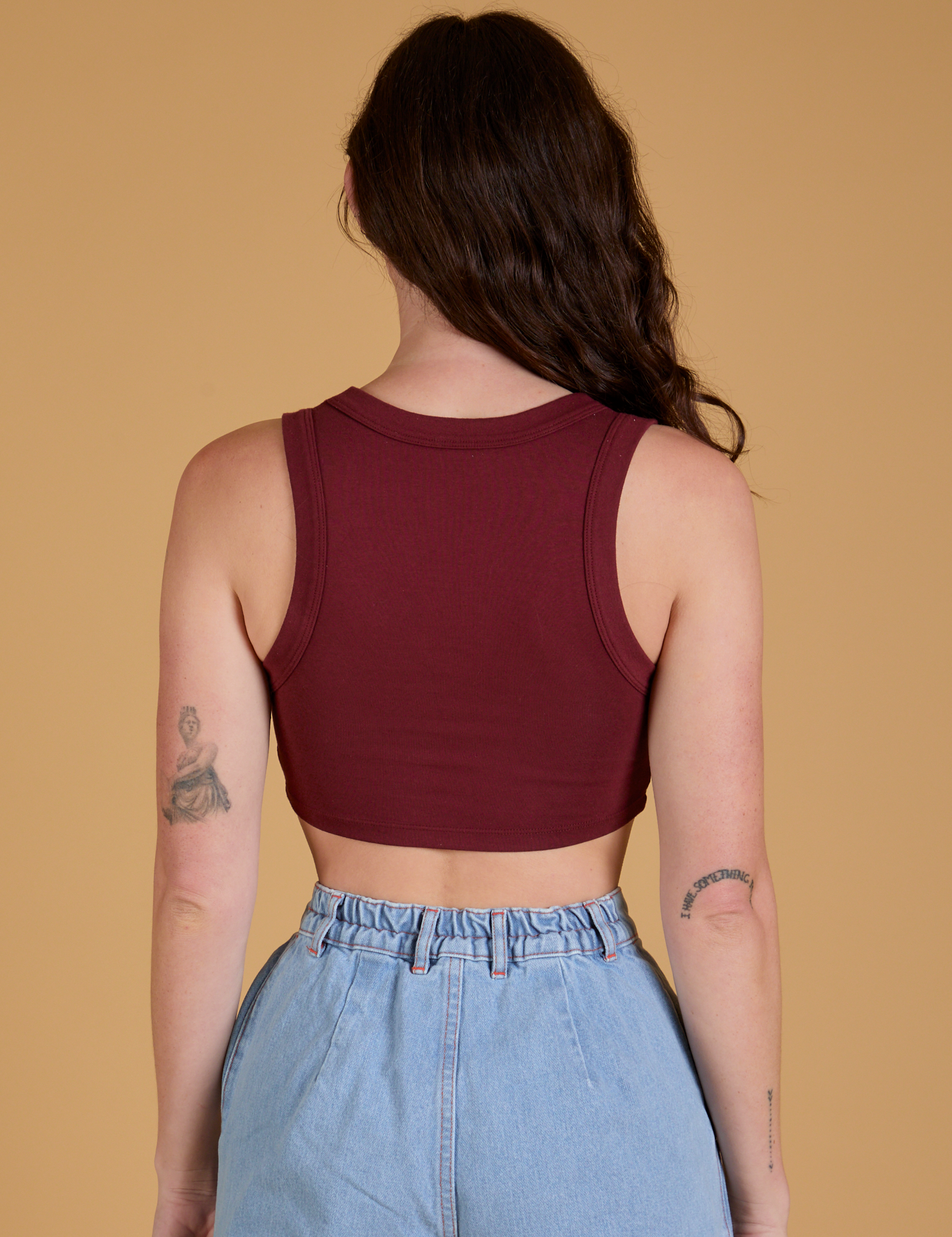Mini Tank in Red Wine back view on Alex