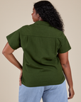 Pantry Button-Up in Evergreen back view on Meghna