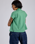 Pantry Button-Up in Seafoam Green back view on Kira