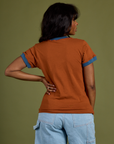 Back view of Vintage Ringer Tee in Burnt Terracotta on Kandia