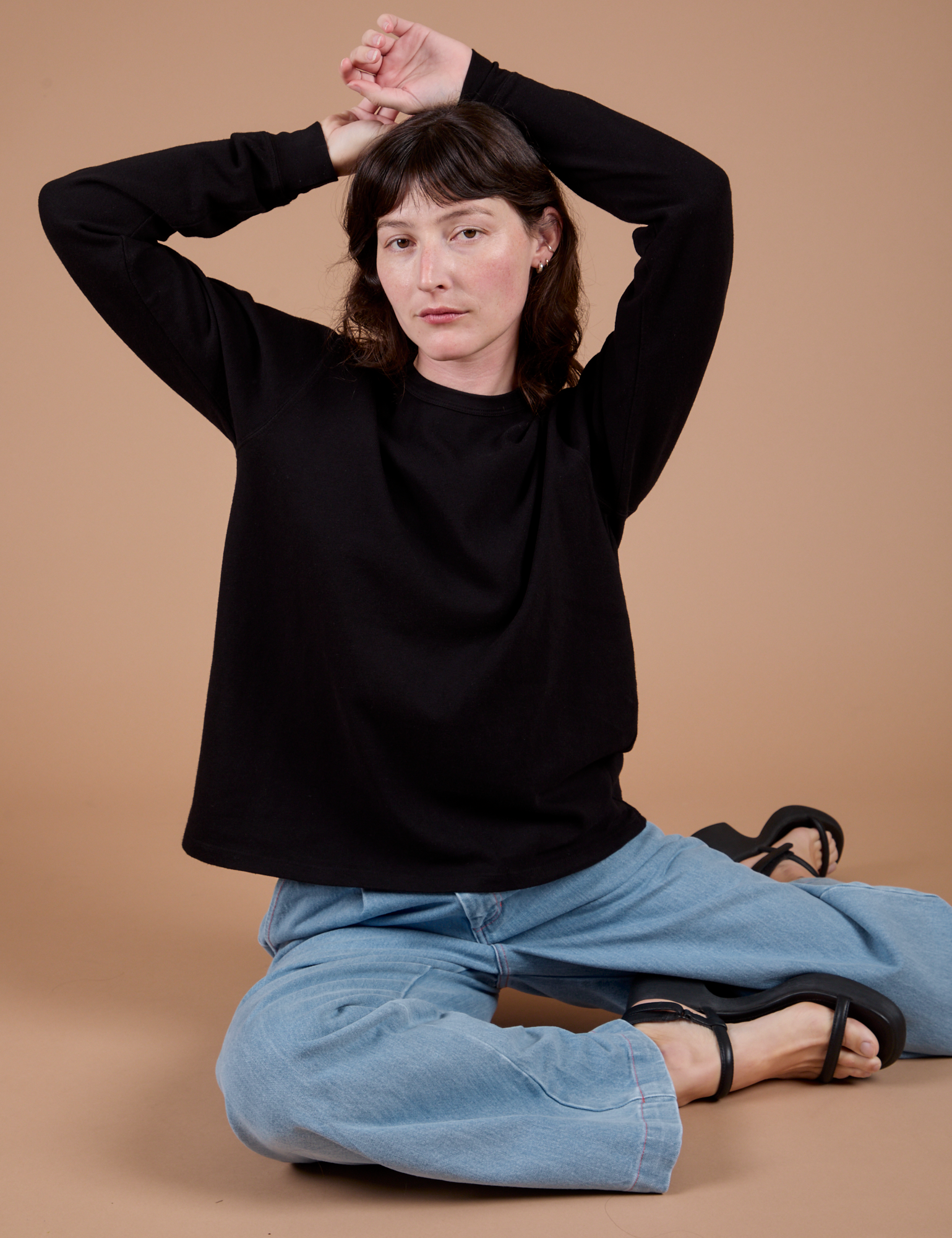 Long Sleeve Burly Tee in Basic Black worn by Alex