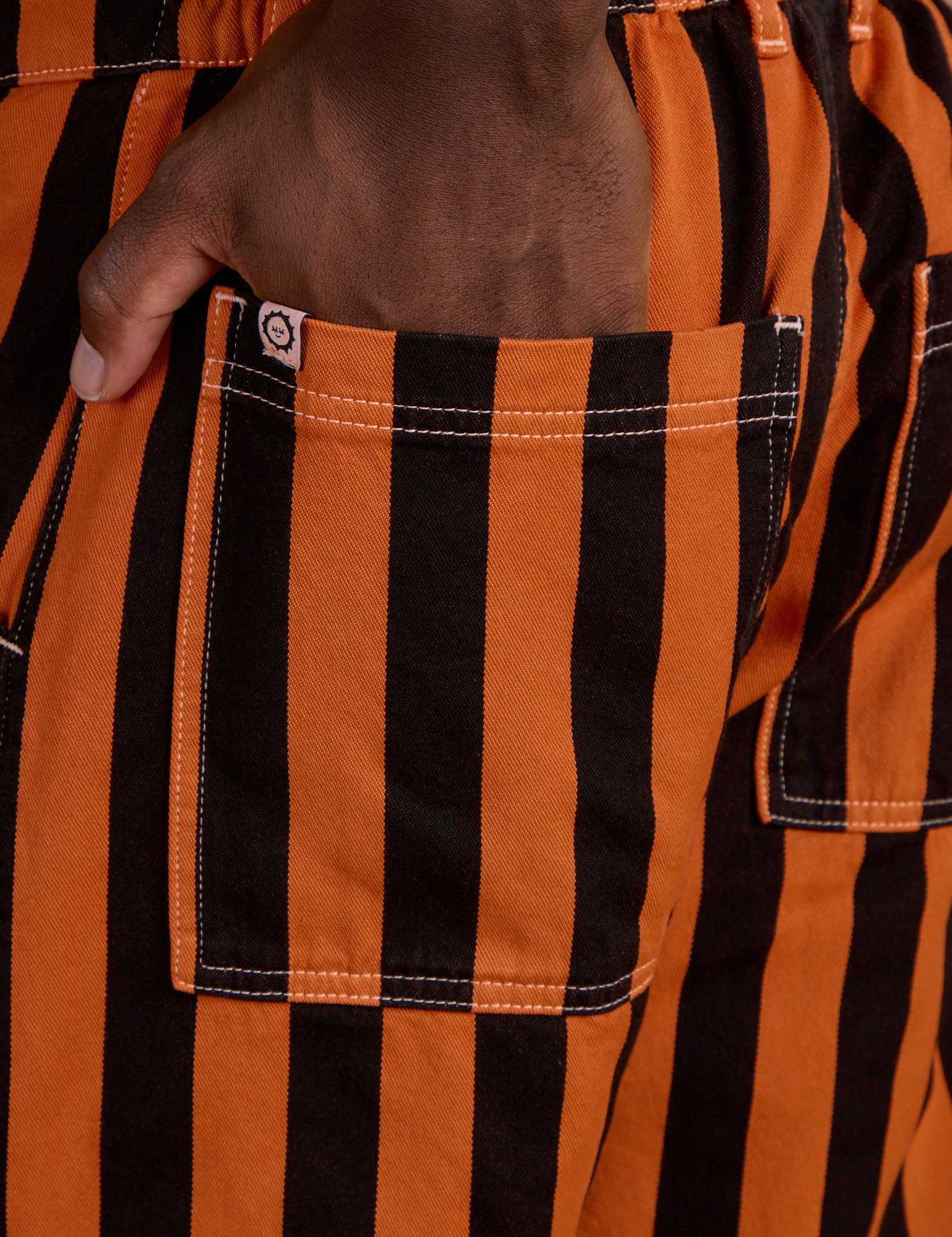 Black Stripe Work Pants - Construction Orange