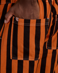 Black Stripe Work Pants - Construction Orange