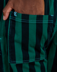 Black Stripe Work Pants - Hunter Green