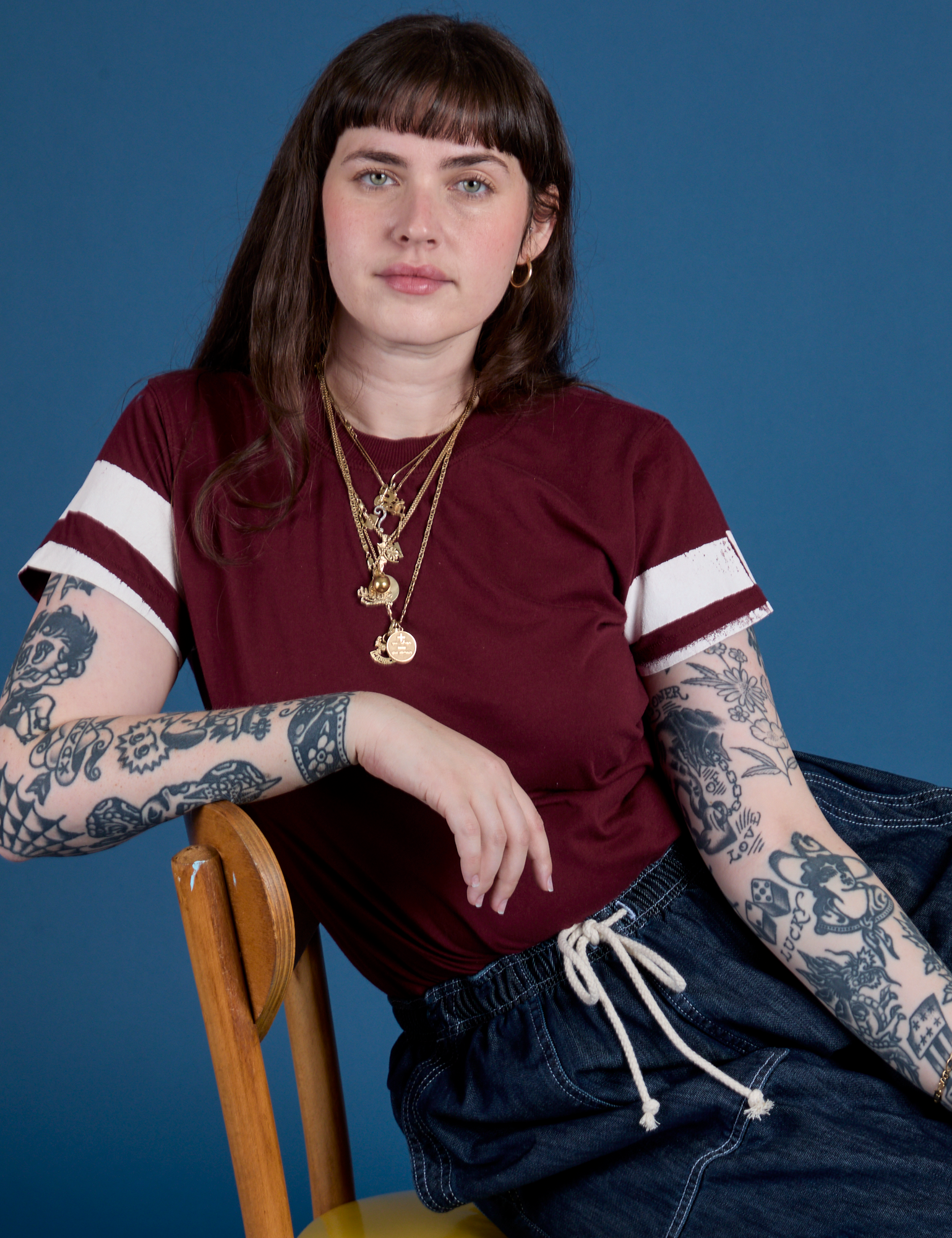 Painted Vintage Tee in Red Wine on Sydney