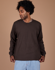Long Sleeve Burly Tee in Espresso Brown on Jerrod