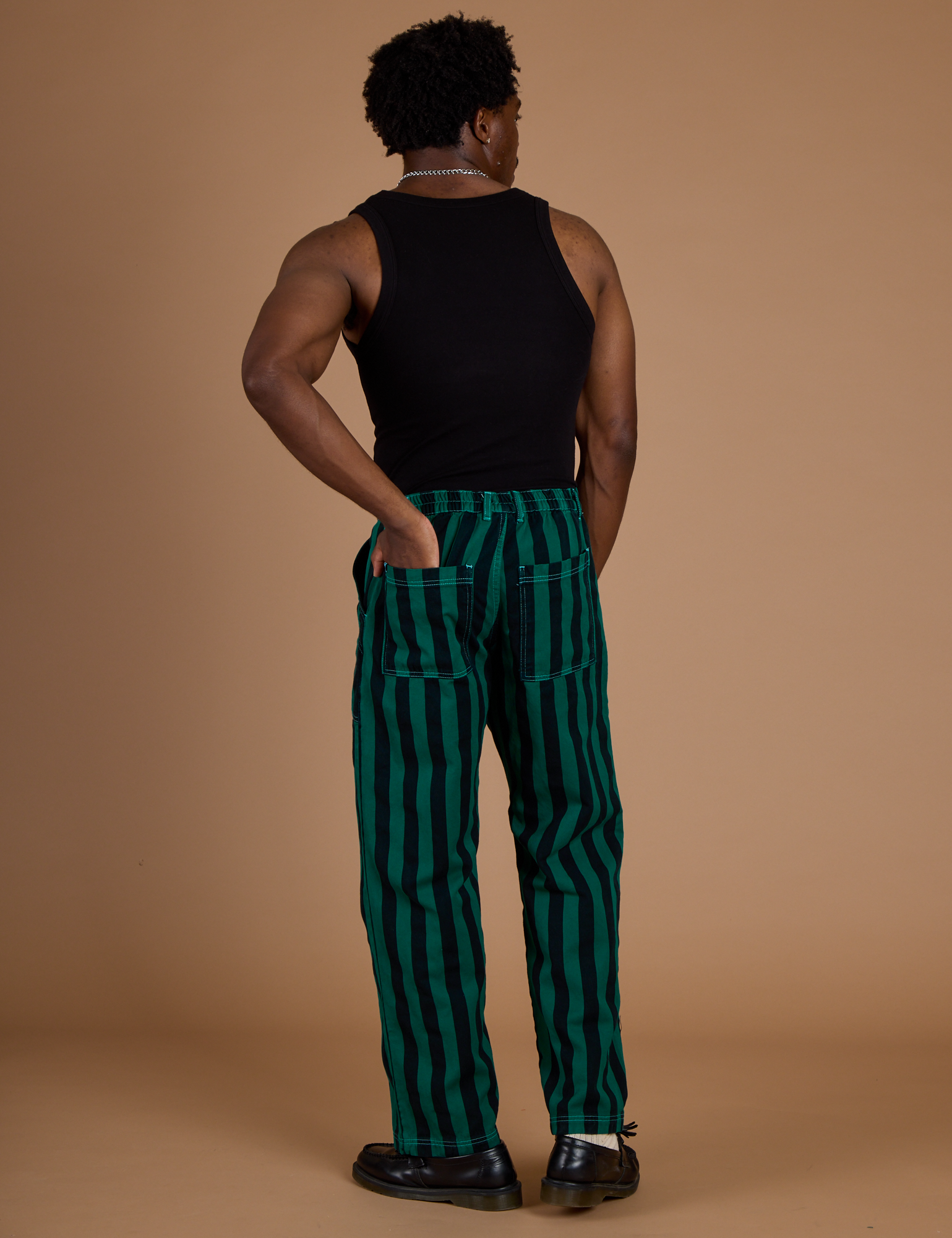 Black Stripe Work Pants - Hunter Green