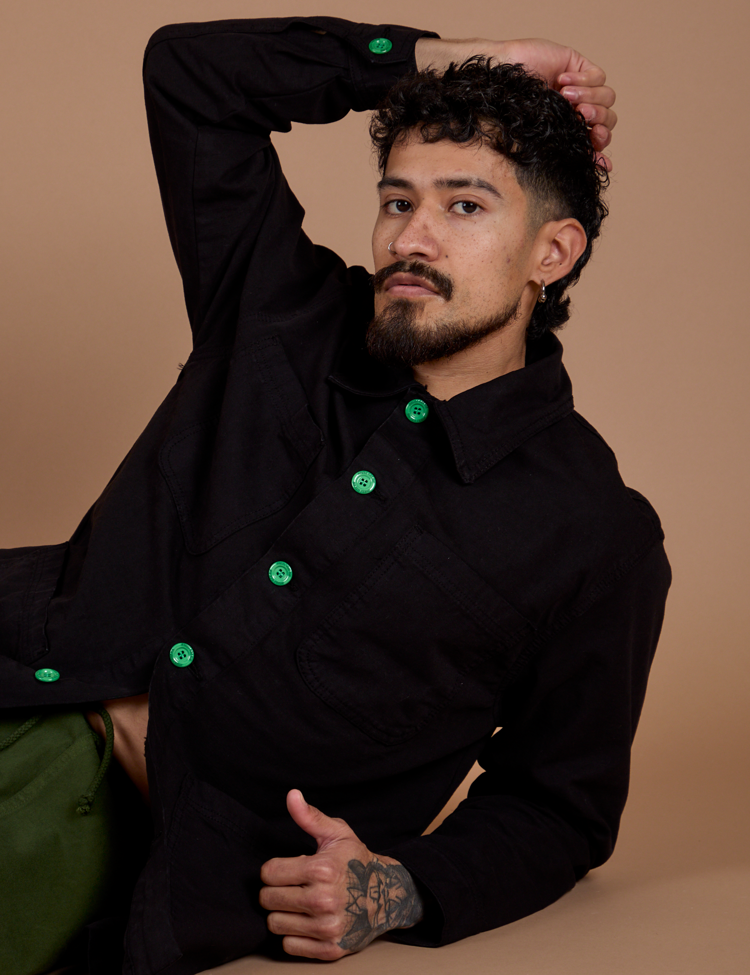 Ripstop Field Coat in Basic Black on Jesse