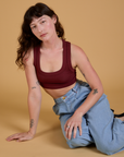 Alex is wearing Mini Tank in Red Wine