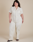 Short Sleeve Jumpsuit in Vintage Tee White on Ashley