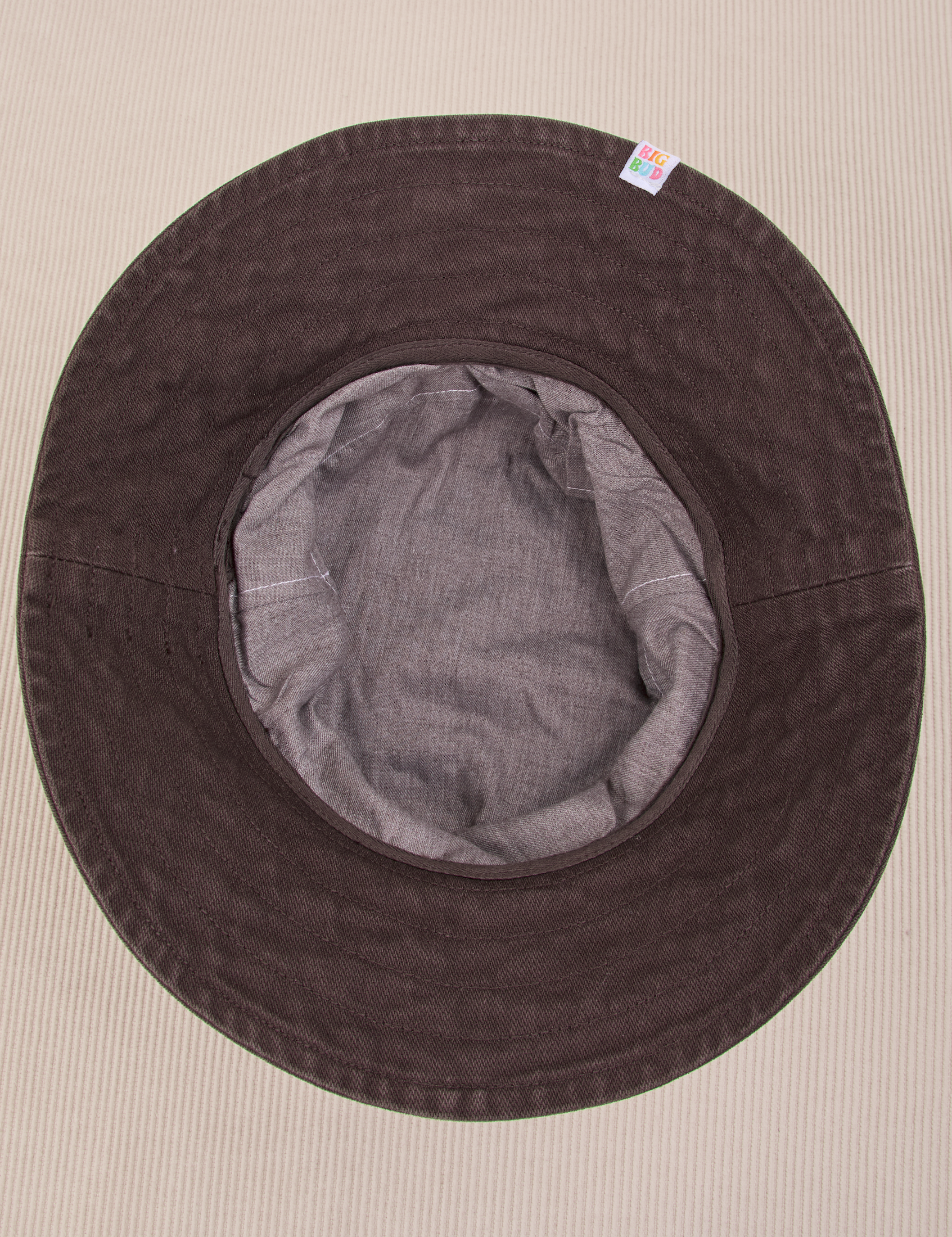 Wide Brim Denim Bucket Hats in Espresso Brown bottom view