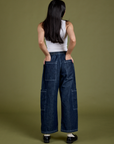 Denim Drop Pocket Pants in Dark Wash back view on Anjaline