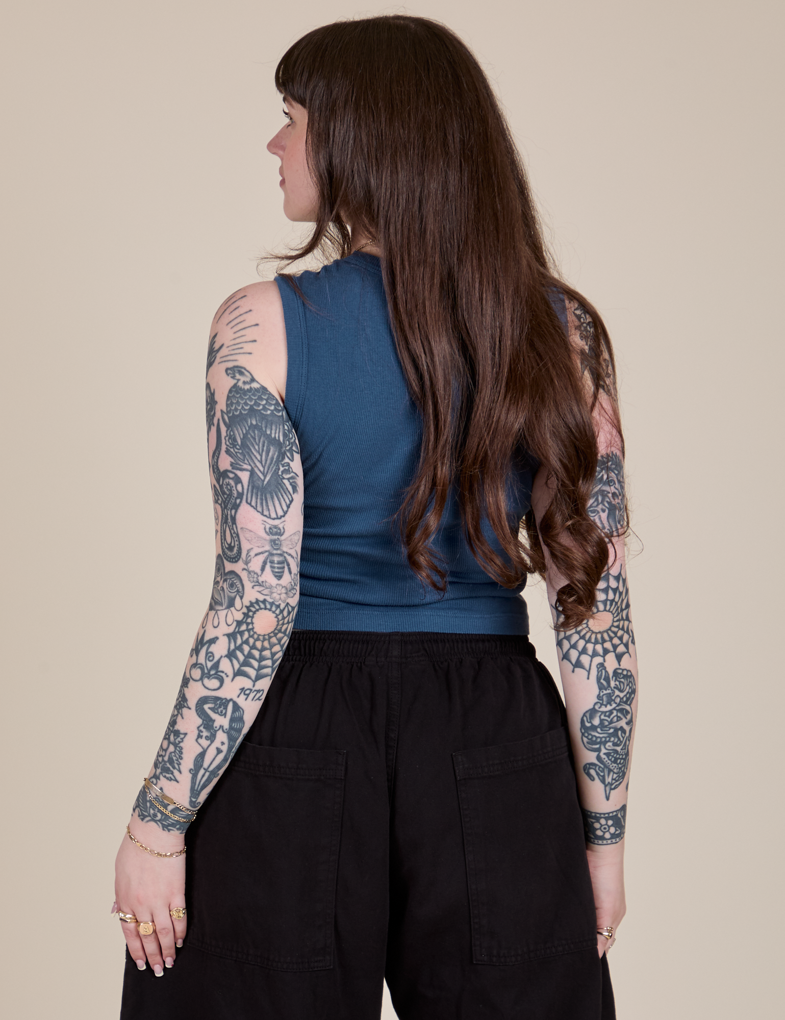 Muscle Tee in French Blue back view on Sydney