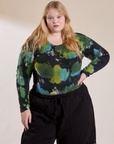 Long Sleeve Baby Tee in Green Pool on Juliet