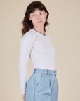Long Sleeve Baby Tee in Vintage Tee Off-White side view on Alex