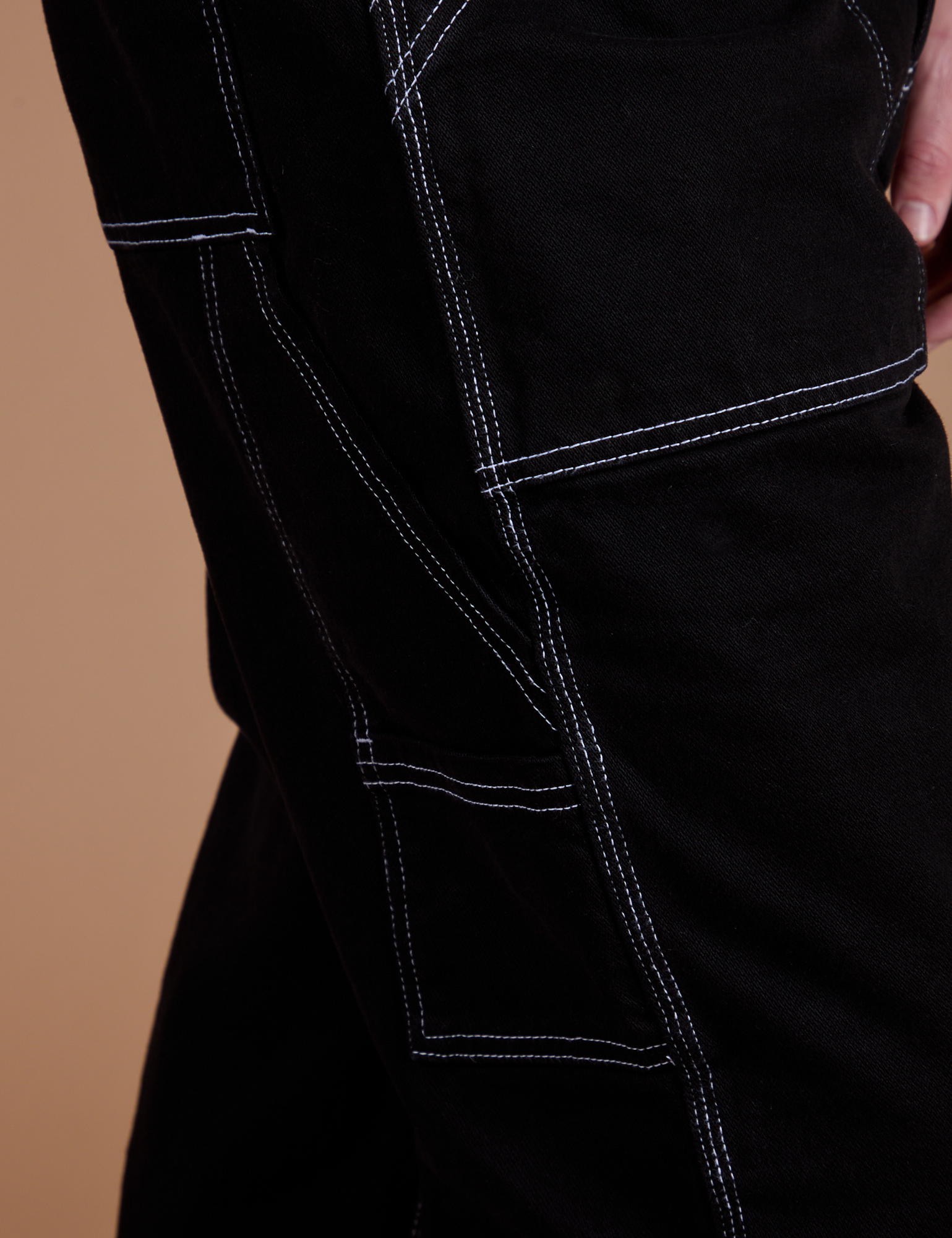 Carpenter Jeans in Black side view pant leg close up