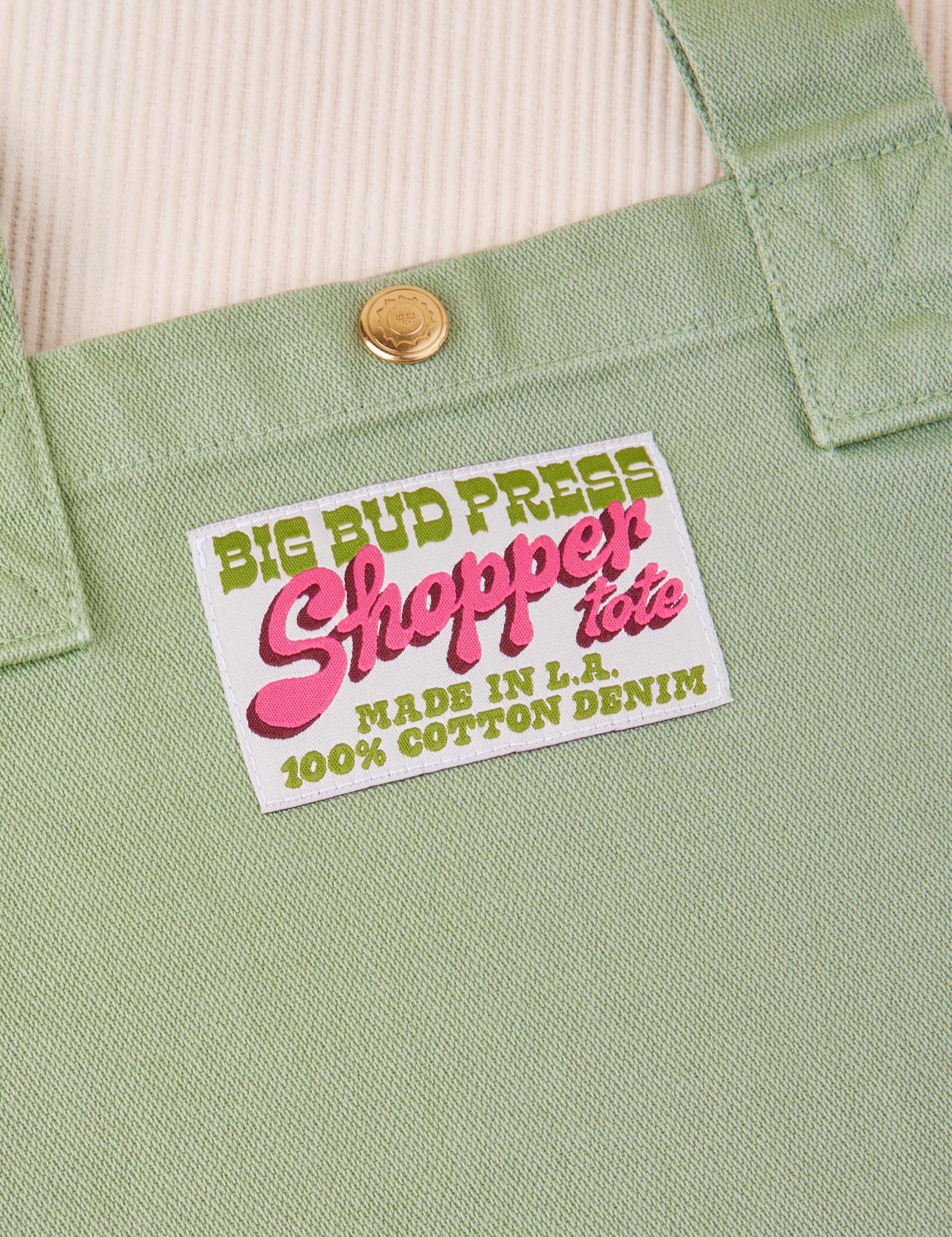 Sage Green Shopper Tote close up