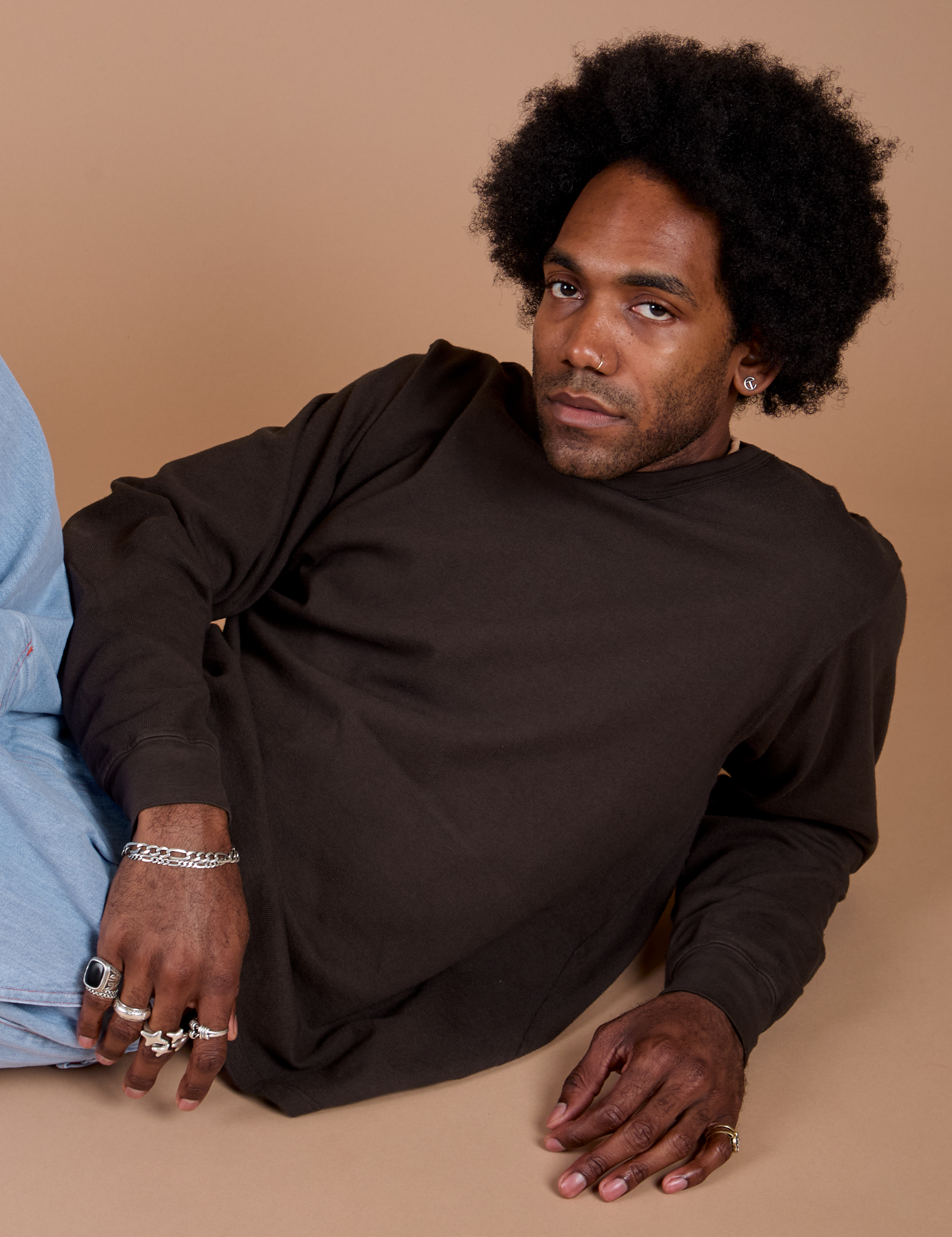 Long Sleeve Burly Tee in Espresso Brown worn by Jerrod