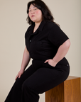 Short Sleeve Jumpsuit in Basic Black worn by Ashley