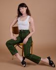 Carpenter Jeans in Evergreen and Cropped Tank in Vintage Tee White on Alex