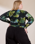 Long Sleeve Baby Tee in Green Pool back view on Juliet