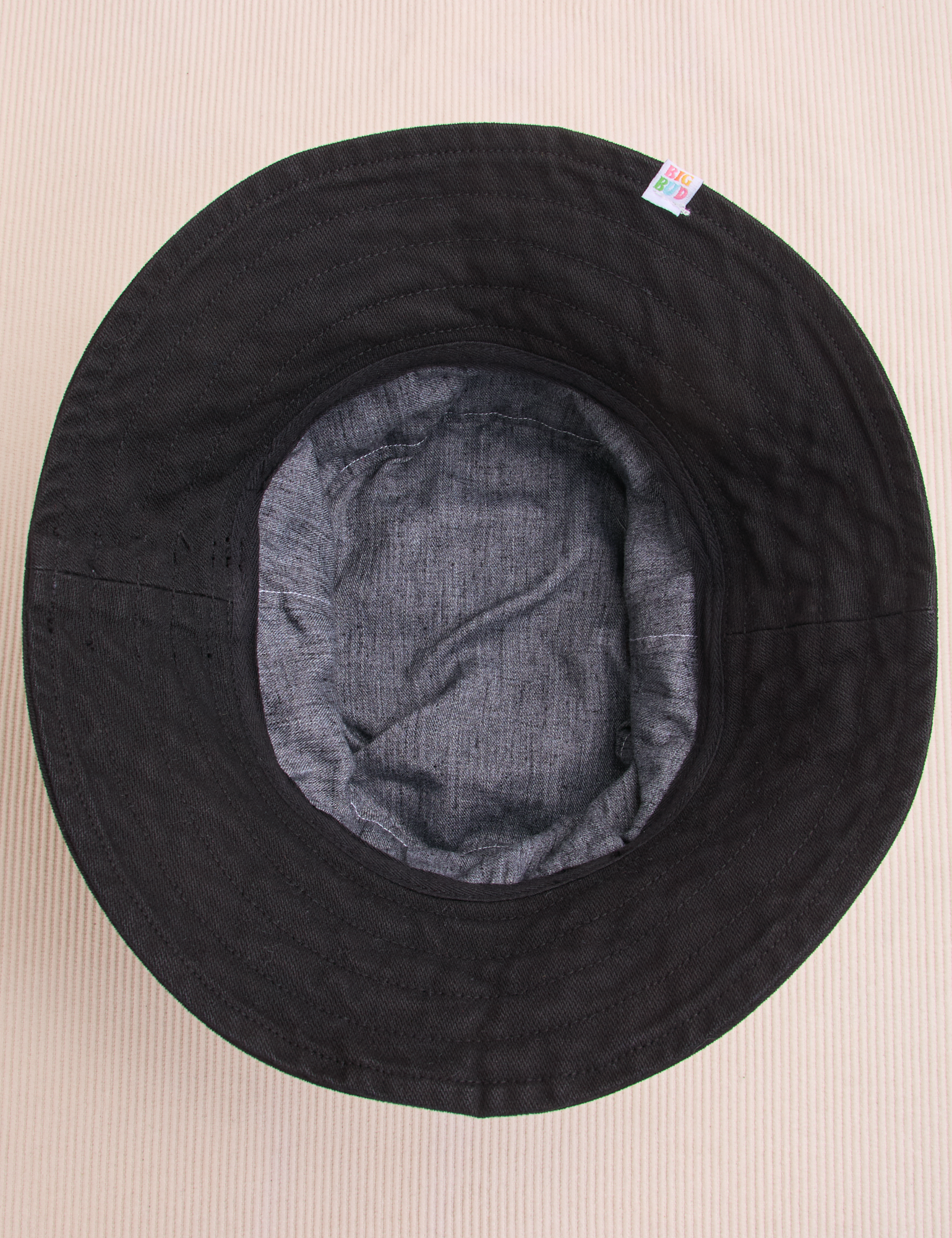Wide Brim Denim Bucket Hat in Basic Black bottom view