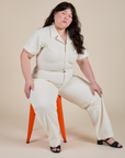 Short Sleeve Jumpsuit in Vintage Tee White worn by Ashley