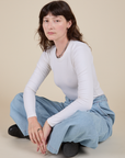 Long Sleeve Baby Tee in Vintage Tee Off-White on Alex