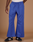 Close up of the Cornflower Blue Action Pant on Isaac
