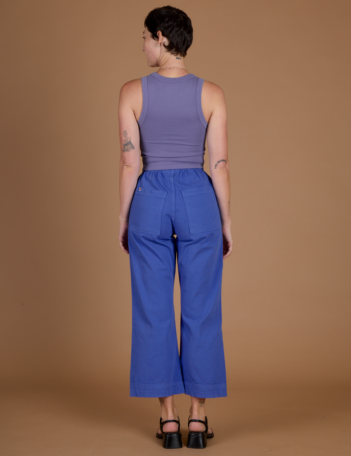 Back view of the Cornflower Blue Action Pant on Alex