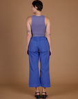 Back view of the Cornflower Blue Action Pant on Alex