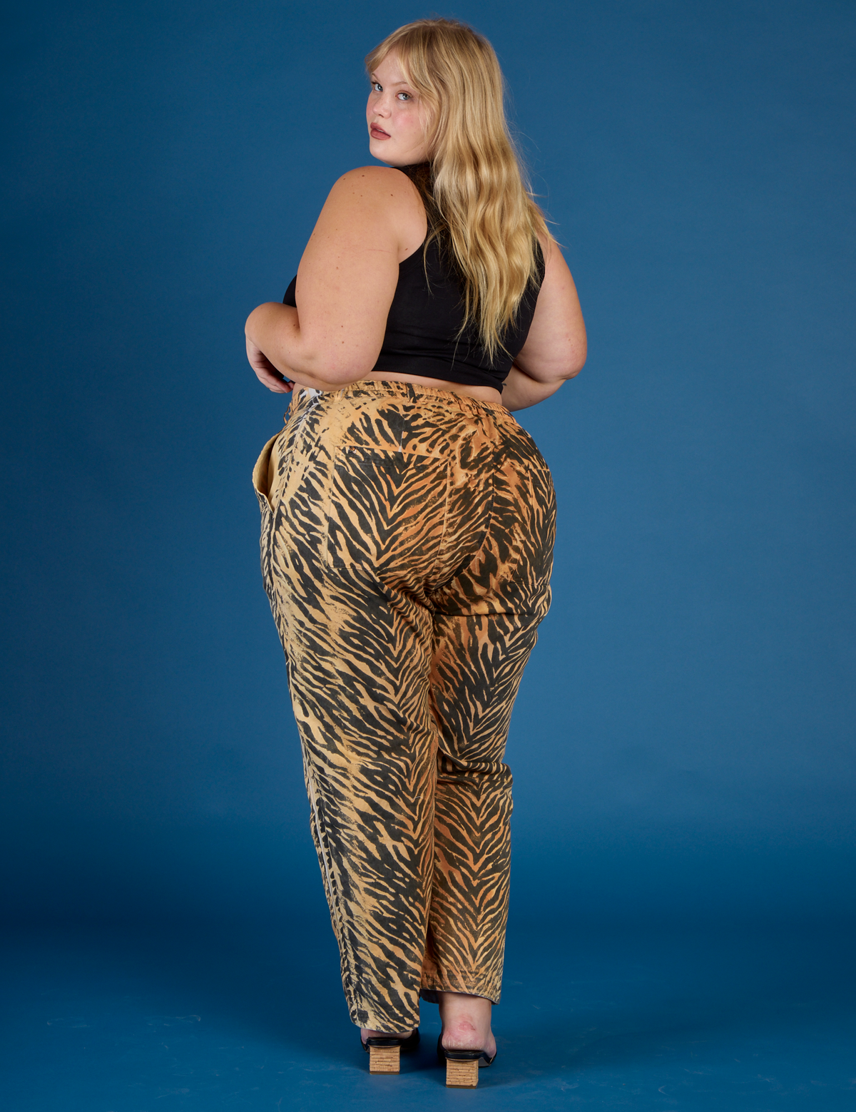 Angled back view of the Tiger Work Pant on Juliet