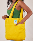 Everyday Tote in Golden Yellow worn on model's shoulder