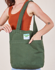 Everyday Tote Bag in Dark Emerald Green worn by model