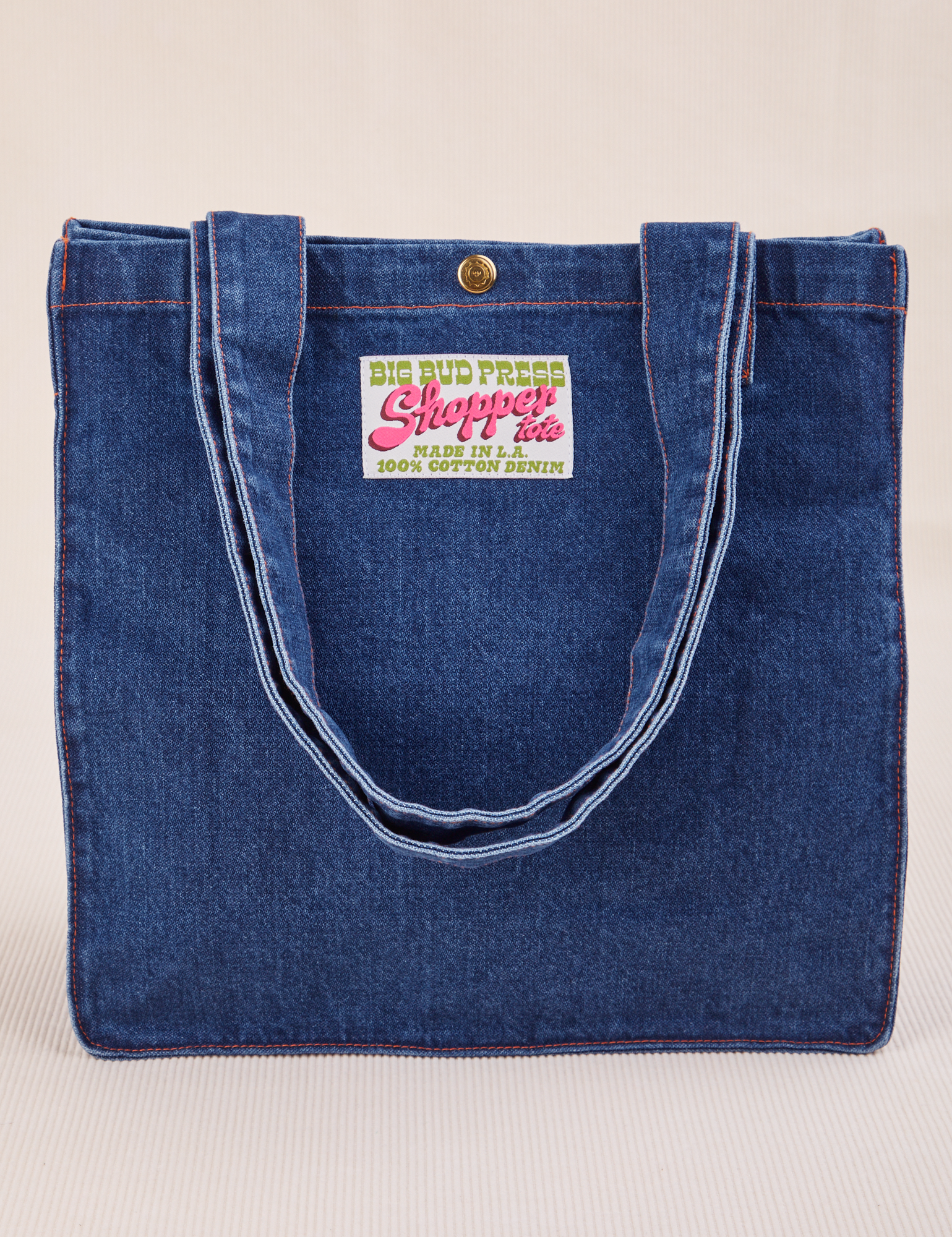 Denim Shopper Tote Bag in Dark Wash