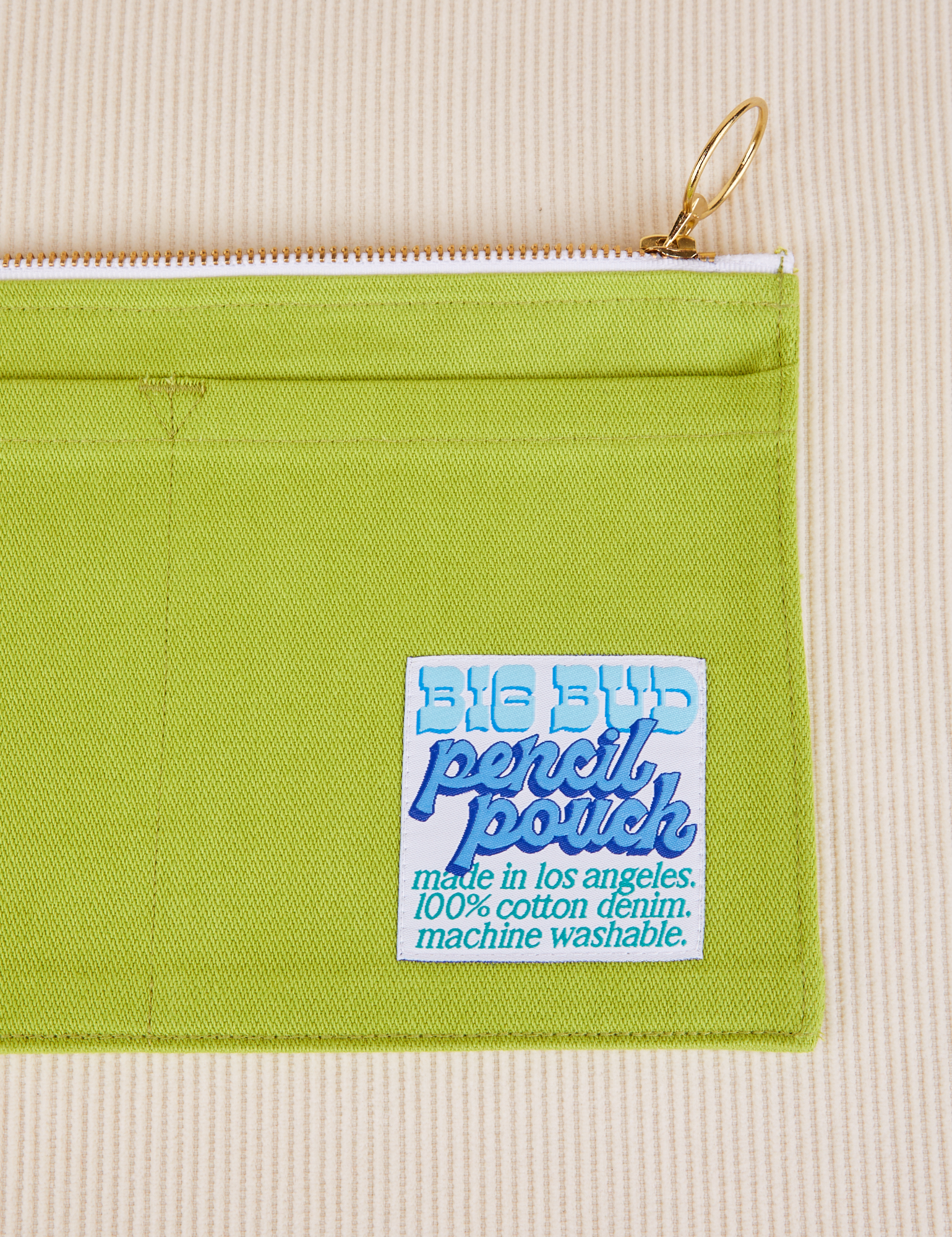 Close up of Pencil Pouch in Gross Green