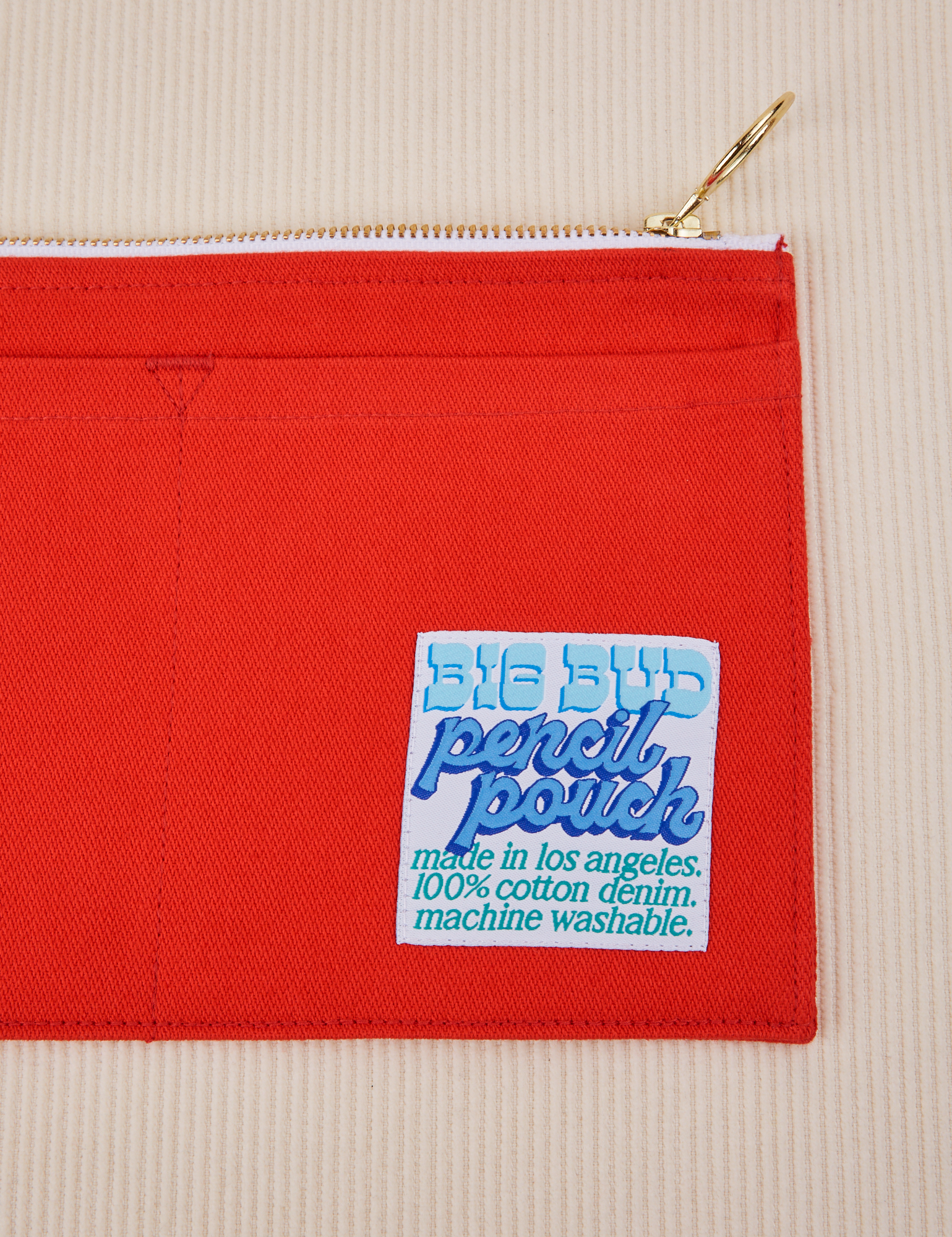 Close up of Pencil Pouch in Mustang Red