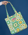 Spring Quilt Print Shopper Tote held by model
