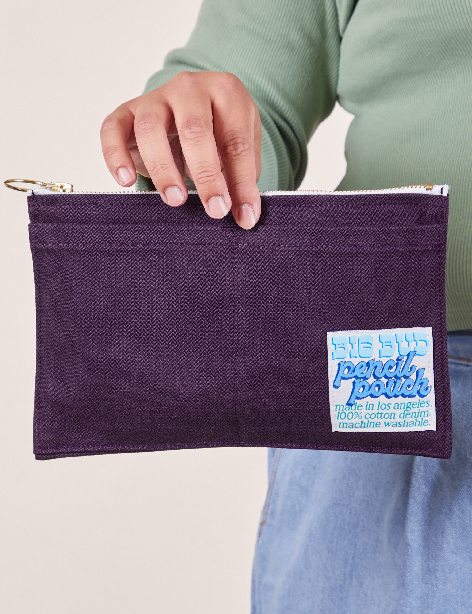 Pencil Pouch in Nebula Purple held by model