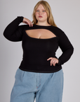 Juliet is 5'7" and wearing L Black Porthole Long Sleeve Tee