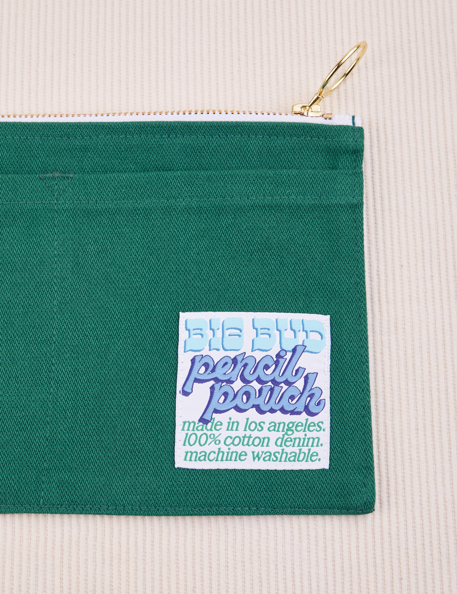 Close up of Pencil Pouch in Hunter Green