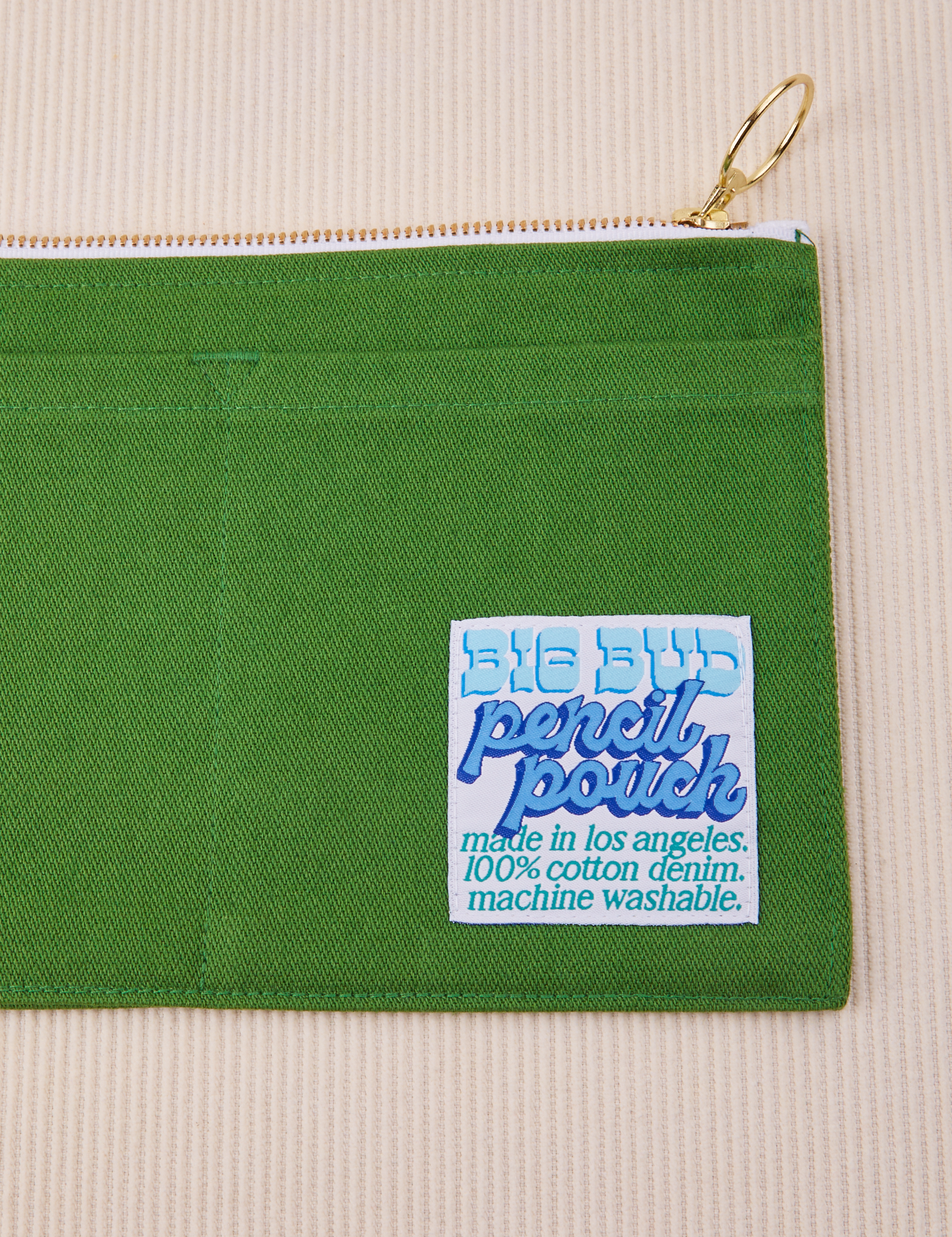 Close up of Pencil Pouch in Lawn Green