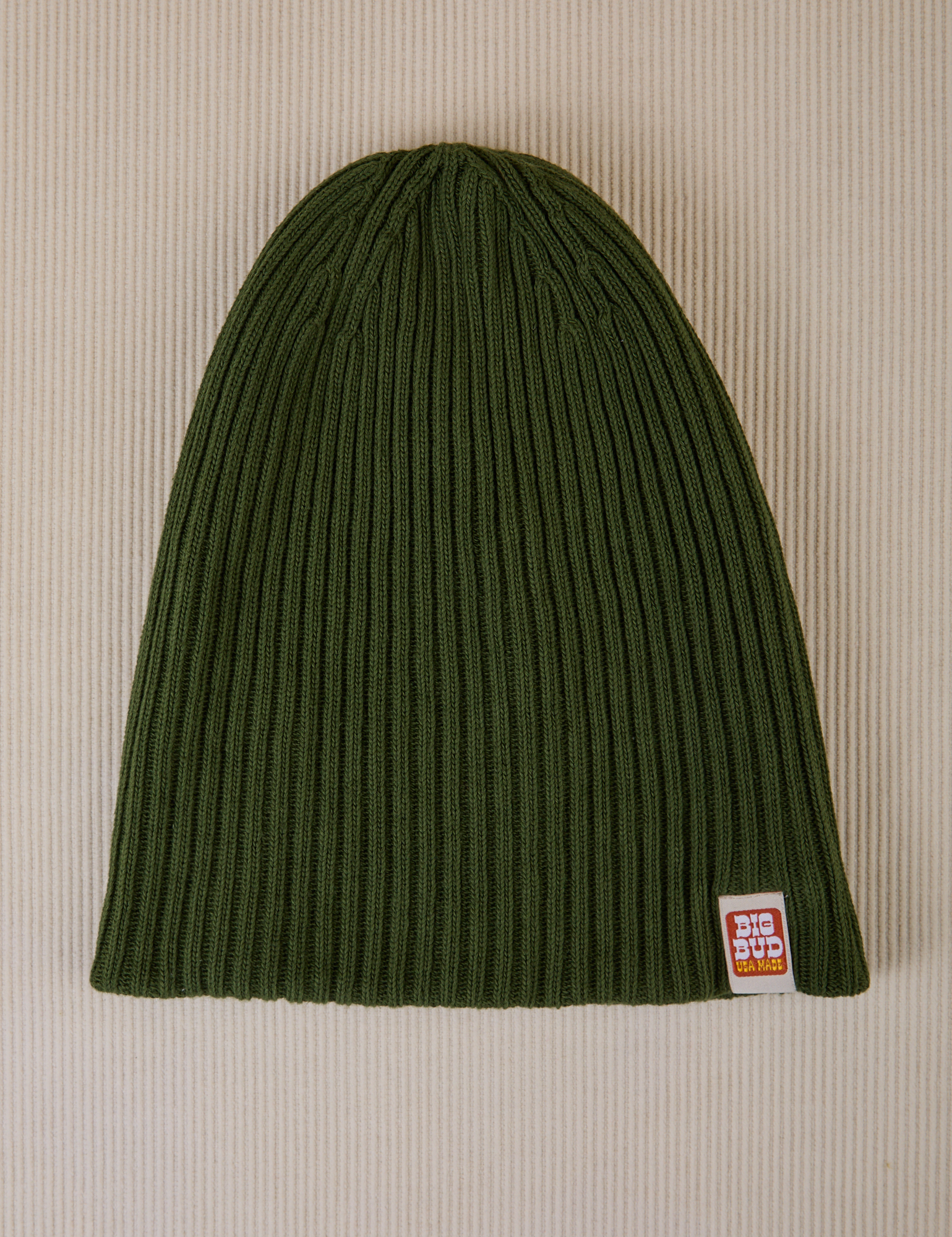 Unfolded Ribbed Beanie in Evergreen