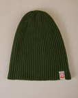 Unfolded Ribbed Beanie in Evergreen