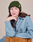 Evergreen Ribbed Beanie on Alex