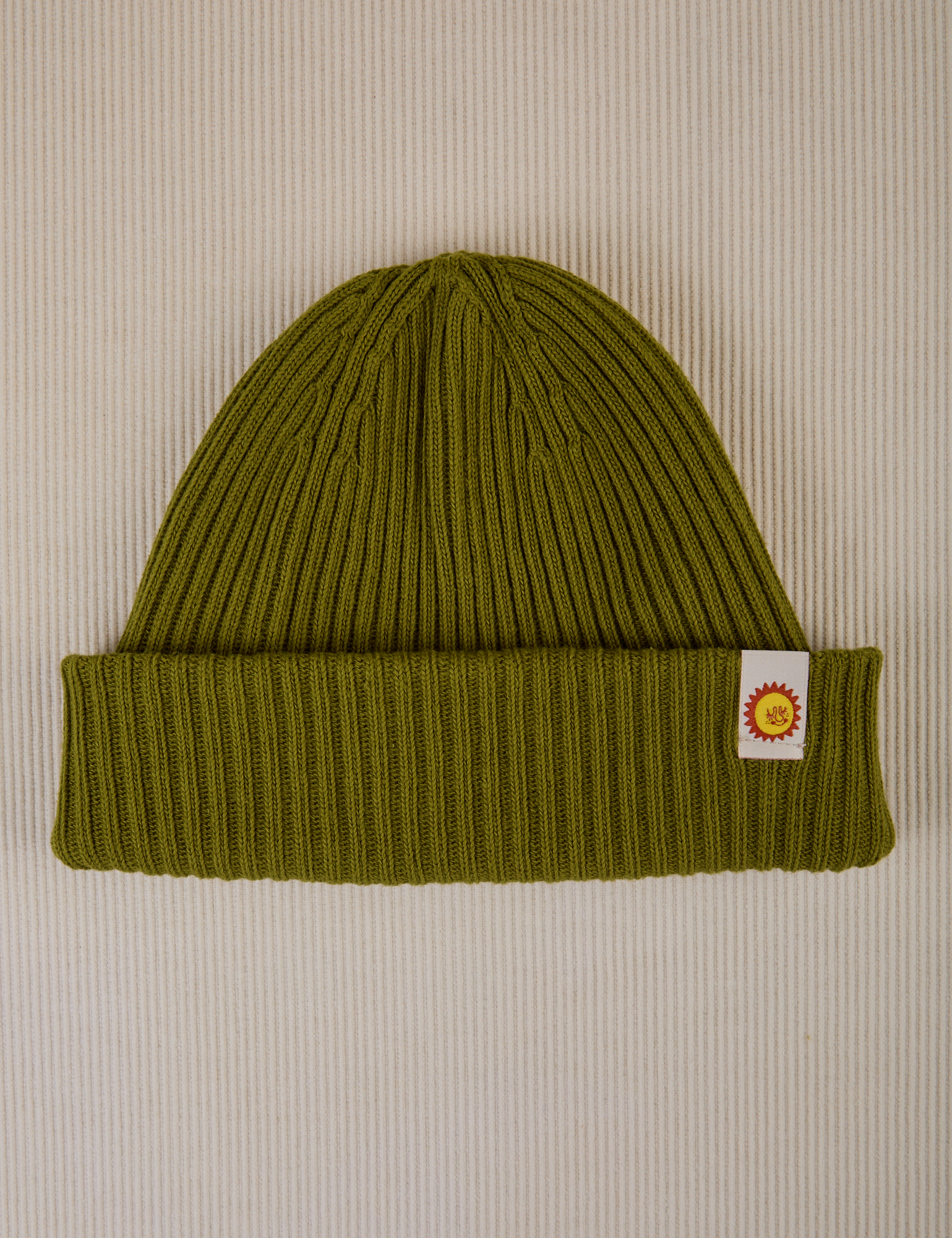 Ribbed Beanie in Olive Green
