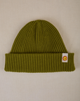 Ribbed Beanie in Olive Green