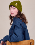 Olive Green  Ribbed Beanie on Alex