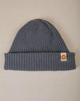 Ribbed Beanie in Slate Grey