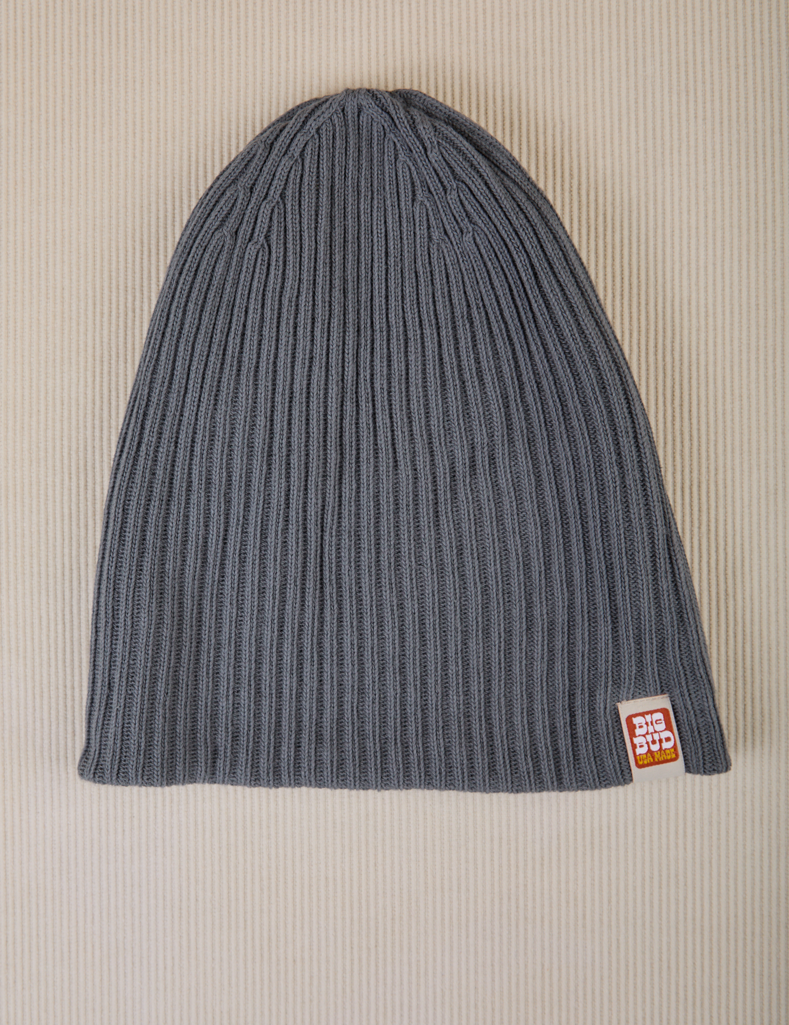 Unfolded Ribbed Beanie in Slate Grey